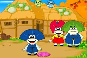 扇小子踢毽子