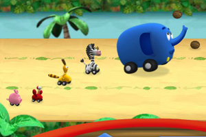 大象带头拣椰果