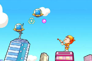 女孩射击UFO