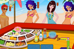 海滩美女沙拉店