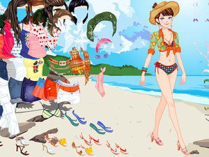 海滩俏丽女子