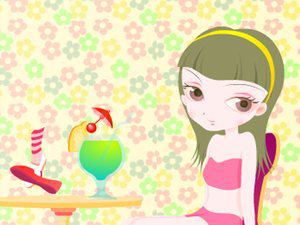 小妹妹喝果汁
