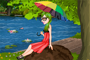 湖边女孩