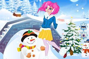 雪中美丽女孩