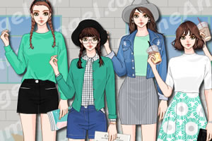 翠色服饰女孩