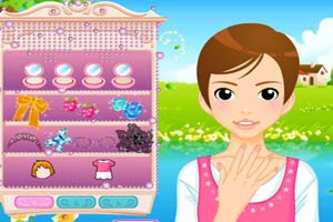 飘发女孩化妆